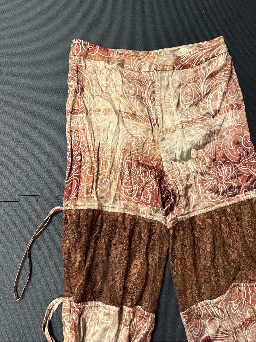 Kim Shui Brown & Cream Paisley Silk pants